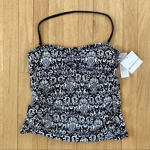 Liz Claiborne B&W Halter Swirl Design Tankini Top